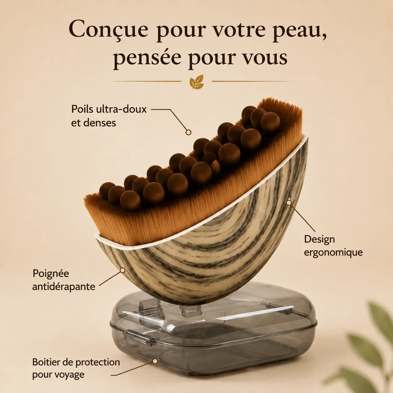 Brosse de Drainage Lymphatique Visage–Zylora Zylora