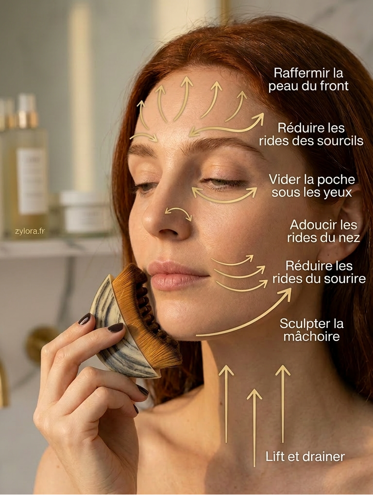 Brosse massage facial Zylora Lift & Drain – drainage lymphatique pour un visage raffermi et sculpté